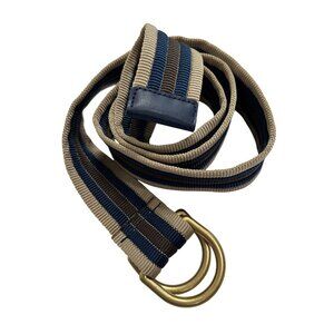 Britt Sisseck D-Ring Belt in Blue Brown Cream Stripe